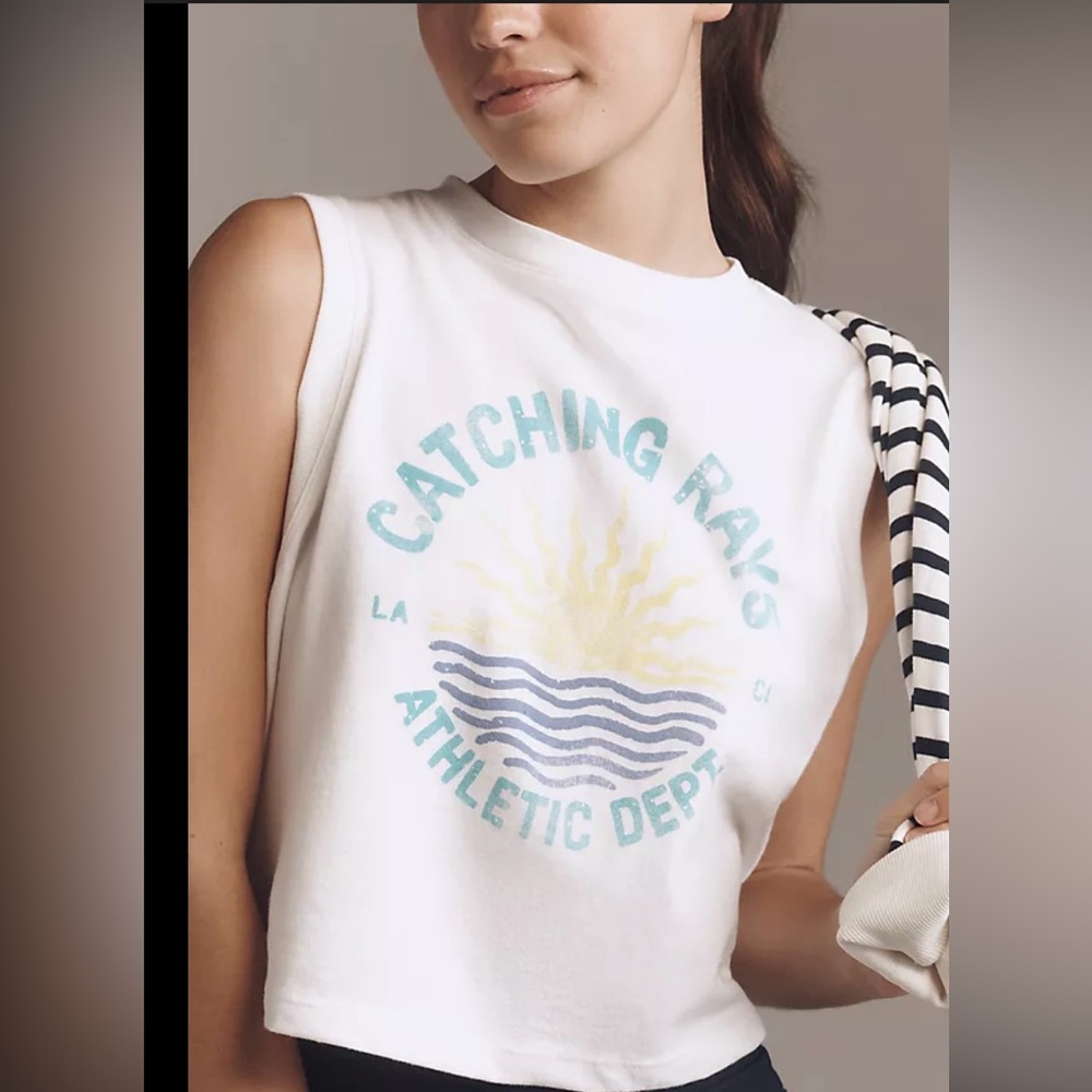 Spiritual Gangster White Tank with Blue and Yellow Graphic